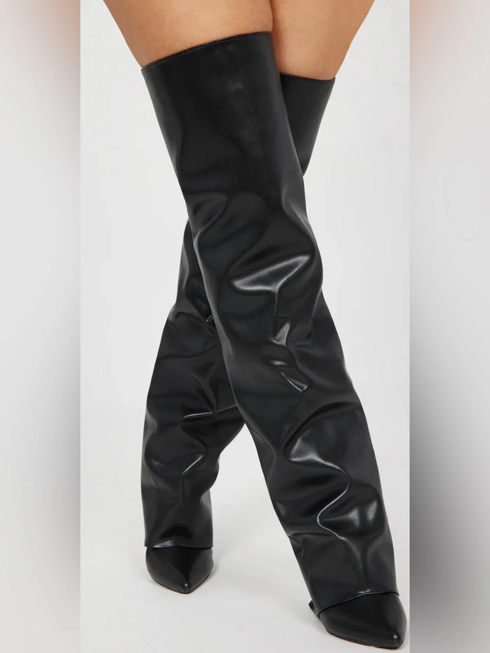 Fashion Nova Black Over-the-Knee, Extra Tall Pointed Toe Boots Size 11